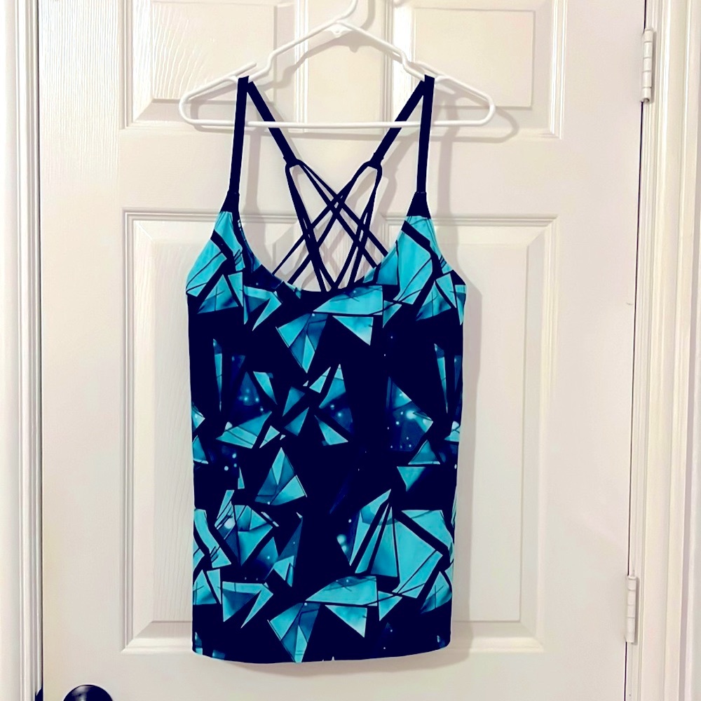 Denater Black & Green Geometric Tankini Top & Boyshort Bikini Bottoms. 3X. NWOT.